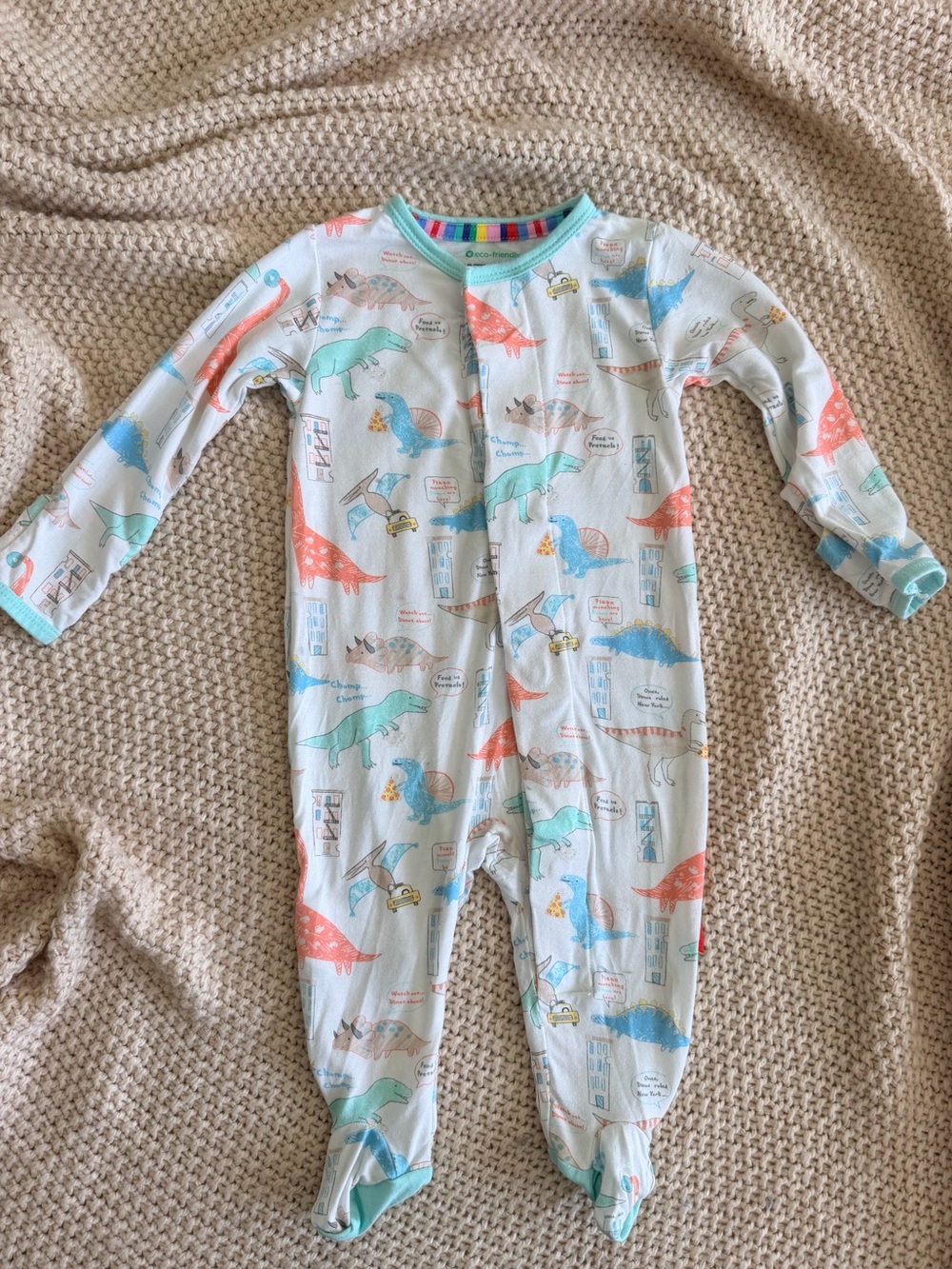 💚 Magnetic Me Modal Magnetic Footie Sleeper | Dinosaur Print | 0–3 Months | EUC